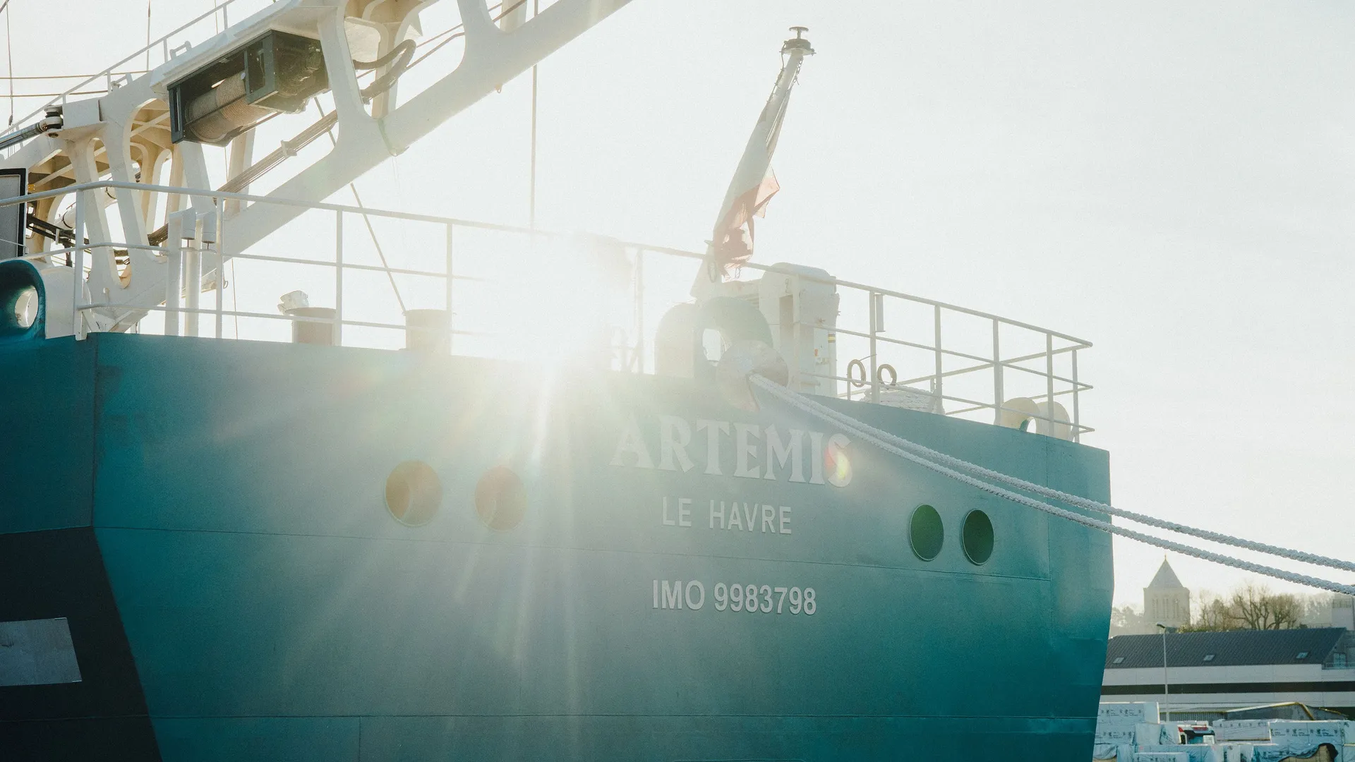 Wind-powered vessel carrying coffee across the sea